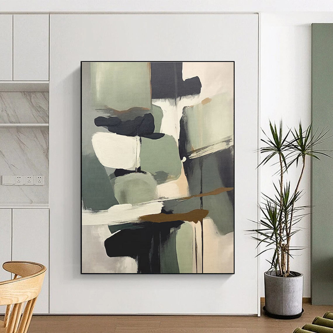 Super-Sized Contemporary Abstract Painting for Modern Greenhouse Plant Shelf Wall