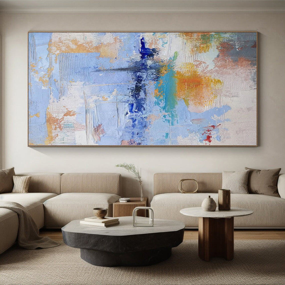 Large Abstract Canvas for Boat Cabin Interiors - Custom Acrylic on Linen