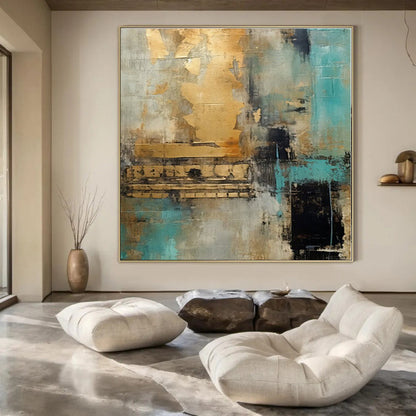 Oversized Hand-Painted Modern Abstract Mural for Office Server Rooms