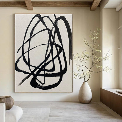Colossal Hand-Painted Contemporary Abstract Canvas for Living Room Media Walls