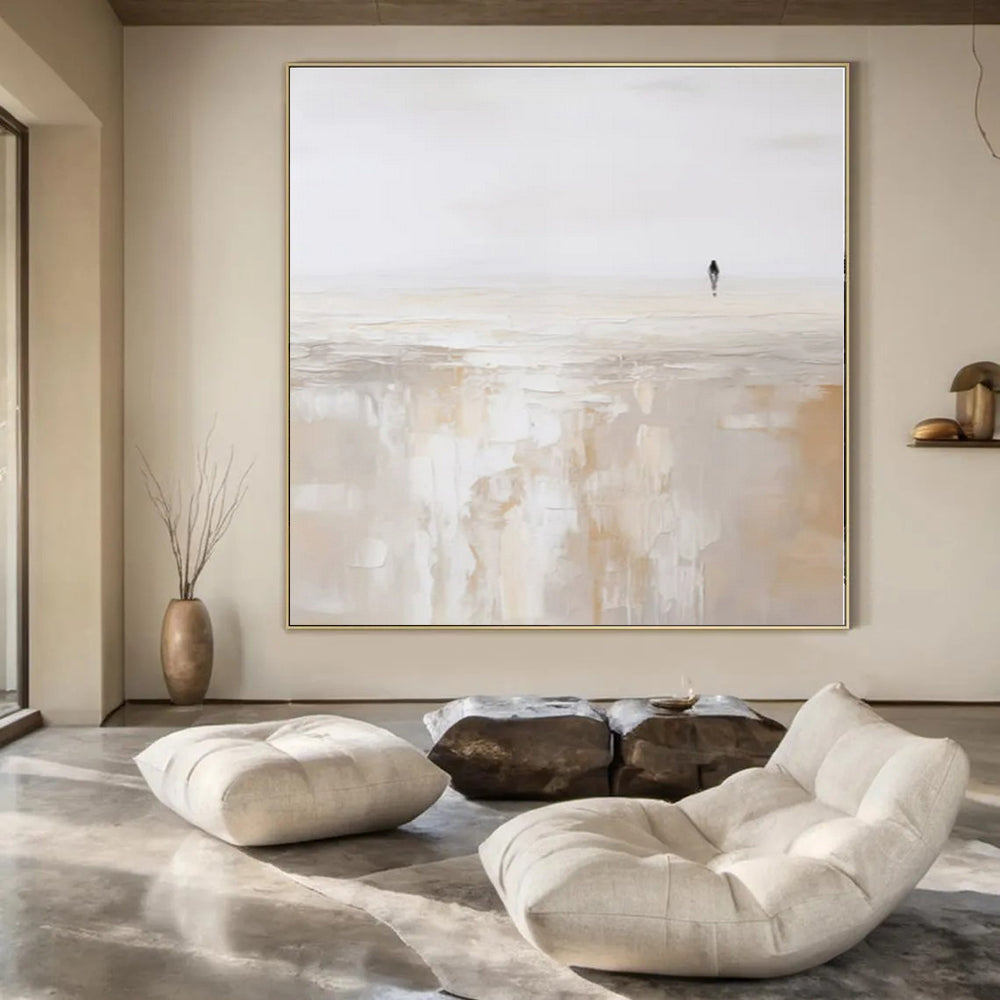 Oversized Custom Hand-Painted Abstract Mural for Office Rooftop Lounges
