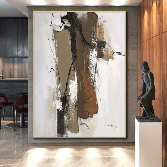 Oversized Custom Hand-Painted Abstract Painting for Home Library Study Nook Wall