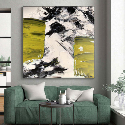Immense Hand-Painted Abstract Canvas for Dining Room Window Seat Alcoves