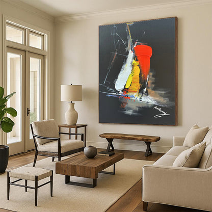 Gigantic Hand-Crafted Abstract Canvas for Dining Room Feast Wall