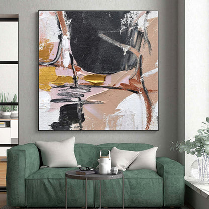 Staggering Abstract Cubist Hand-Painted Painting for Home Bar Social Wall