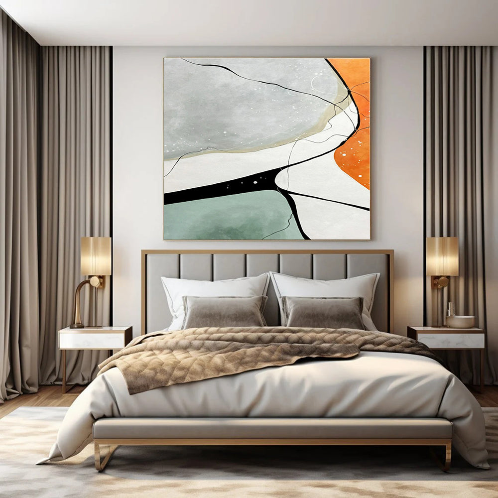 Extra-Huge Hand-Painted Modern Abstract Canvas for Bedroom Dormer Windows