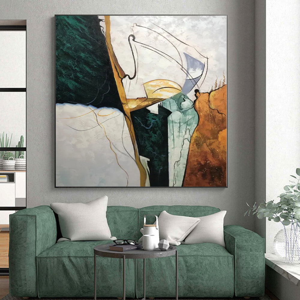 Monumental Custom Abstract Painting for Sunroom Garden View Walls