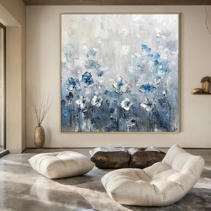 Oversized Hand-Painted Modern Abstract Mural for Family Home Study Zones