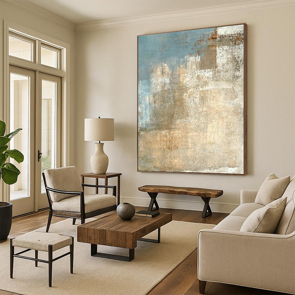 Enormous Abstract Art Nouveau Hand-Painted Canvas for Greenhouse Growth Wall