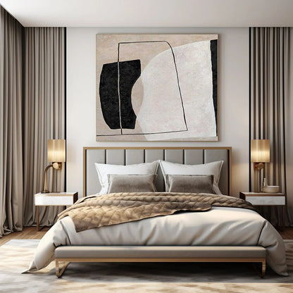 Oversized Hand-Painted Modern Abstract Mural for Living Room Alcoves