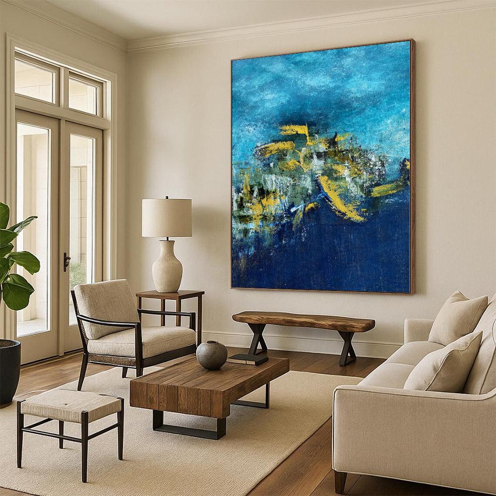 Custom Oversized Abstract Canvas - Hand-Painted Acrylic for Luxury Villa Foyers