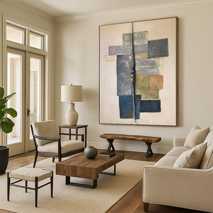 Super-Sized Contemporary Abstract Painting for Modern Kids’ Playroom Mural Wall