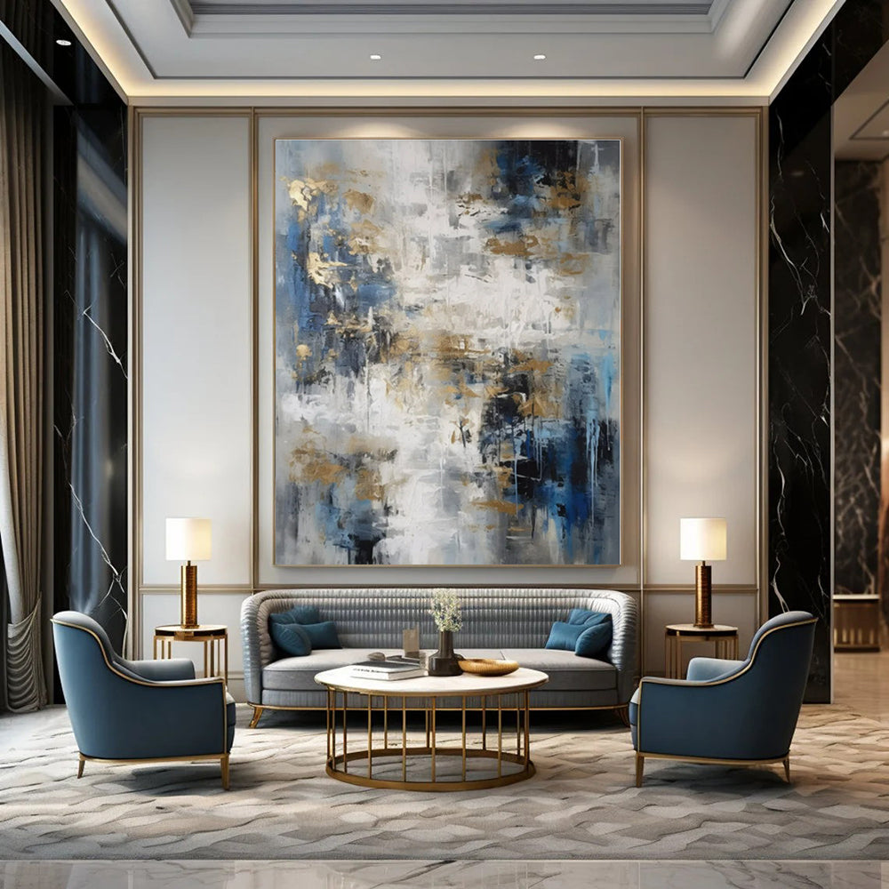 Large Custom Hand-Painted Abstract Canvas for Office Hallways