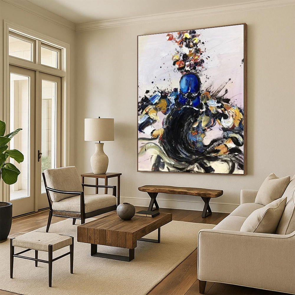 Custom-Made Expressive Hand-Painted Abstract Painting for Master Bedroom Accent Wall