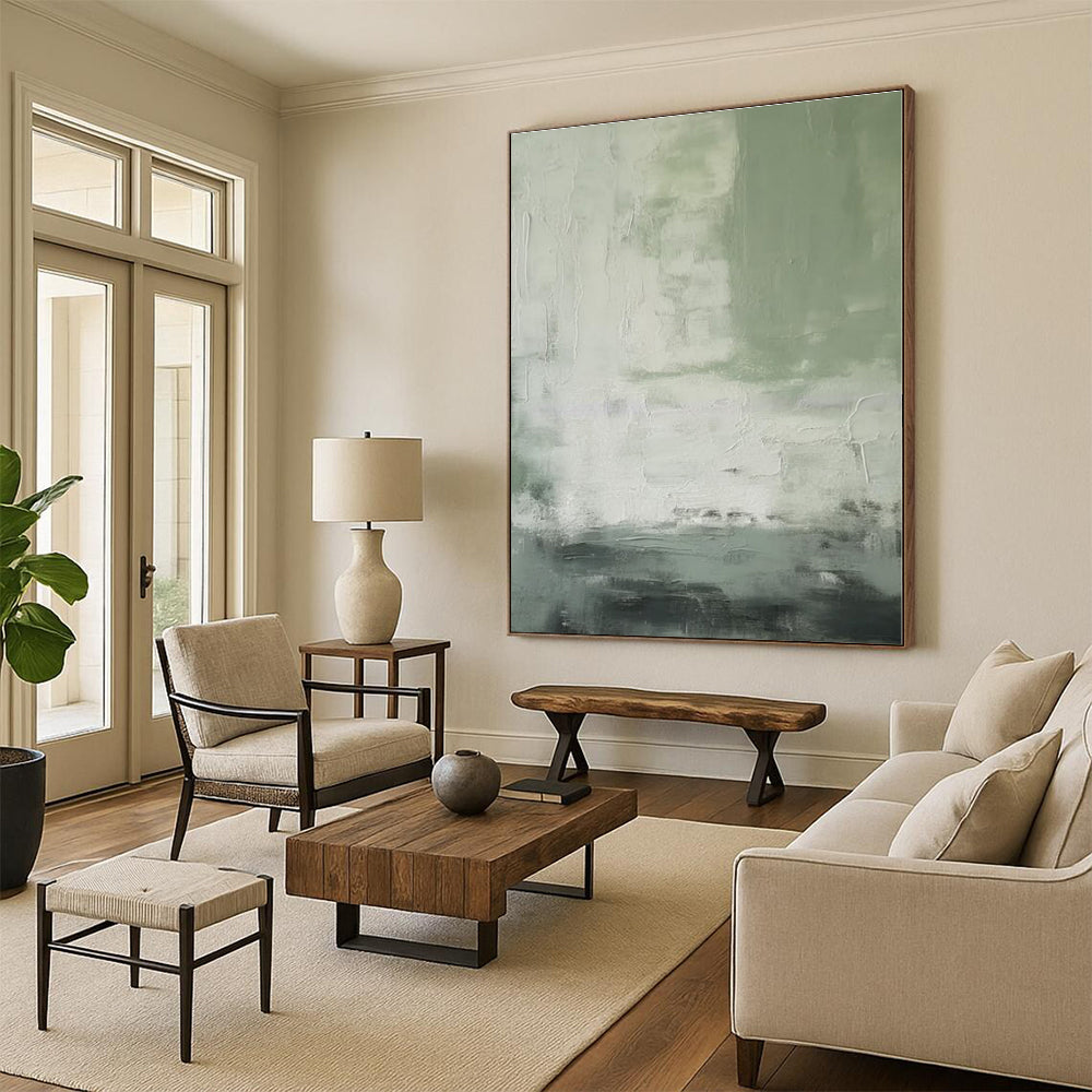 Huge Hand-Finished Abstract Painting for Hallway Transition Wall