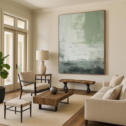 Huge Hand-Finished Abstract Painting for Hallway Transition Wall