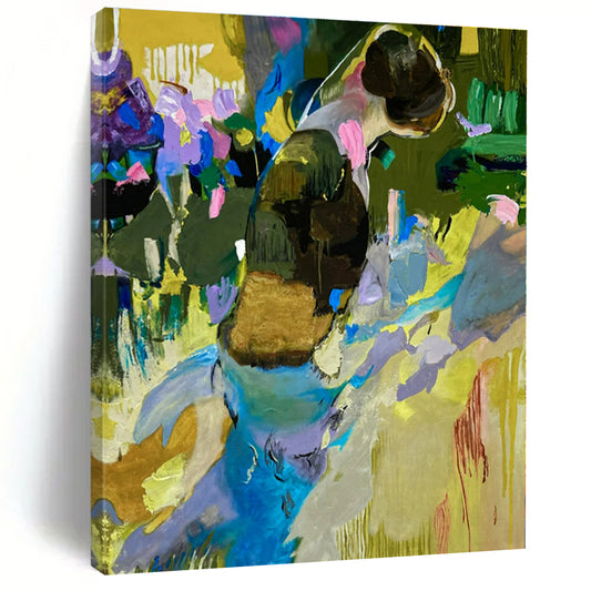 Oversized Hand-Painted Modern Abstract Painting for Bedroom Pet Sleeping Nooks