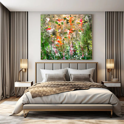 Huge Hand-Painted Contemporary Abstract Canvas for Bedroom Above Headboard Niche