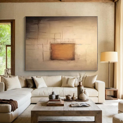 Oversized Custom-Made Hand-Painted Abstract Canvas for Attic Hideaway Wall