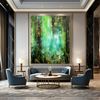 Large-Scale Hand-Painted Contemporary Abstract Canvas for Bedroom Murphy Bed Areas