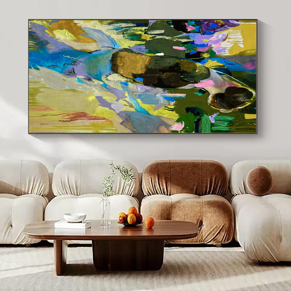 Oversized Hand-Painted Modern Abstract Painting for Bedroom Pet Sleeping Nooks