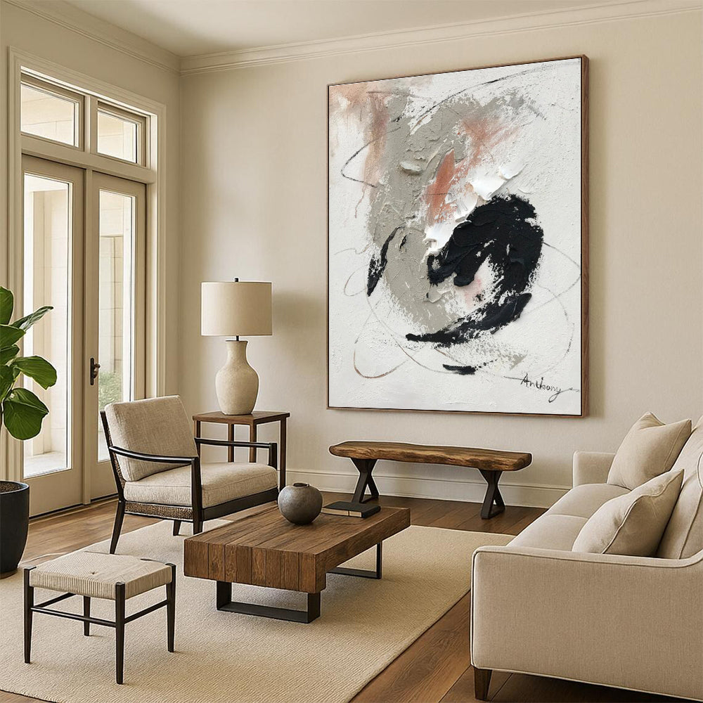 Made-to-Order Large Hand-Painted Abstract Canvas for Greenhouse Planting Area Wall