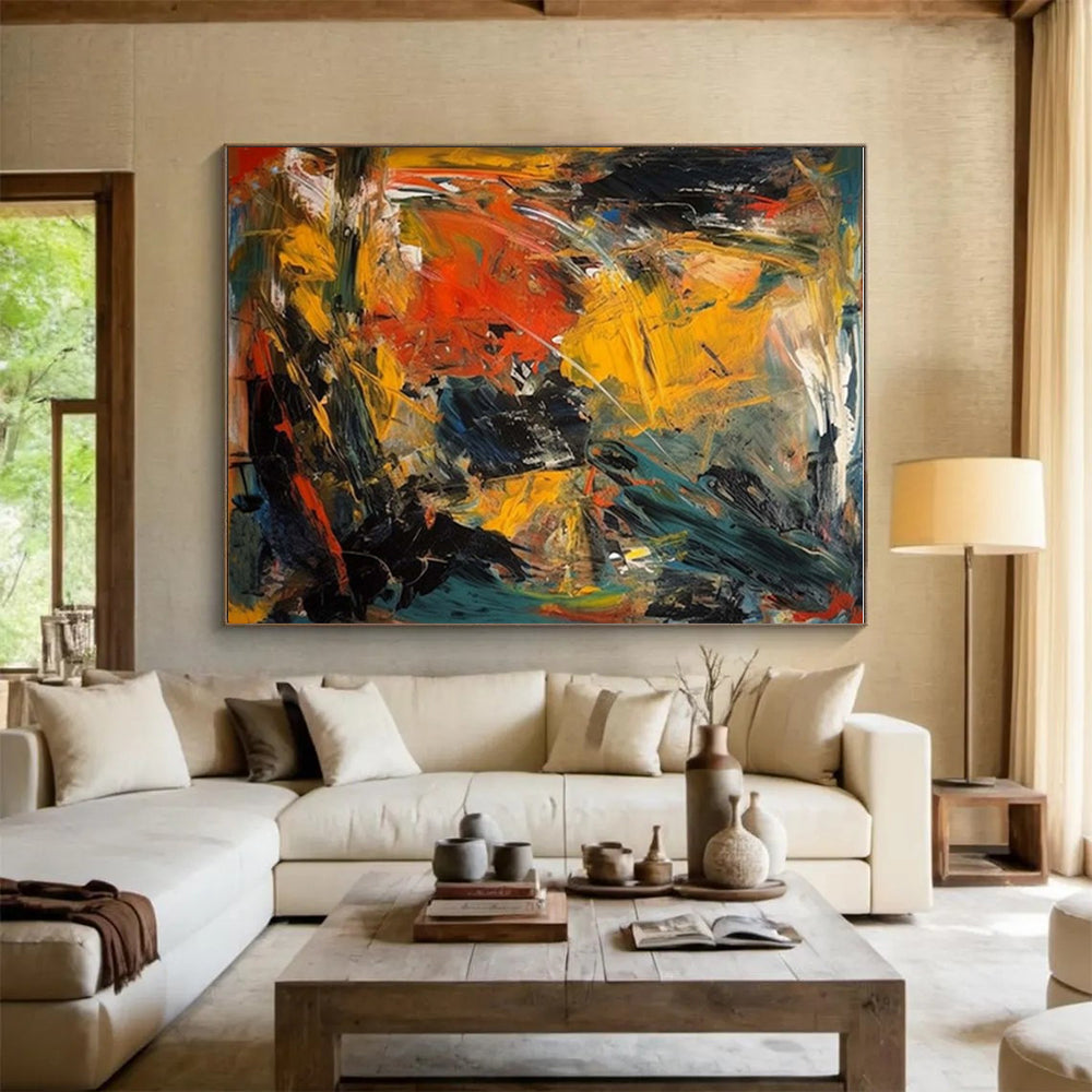 Vast Custom Abstract Art for Sunroom Patio Adjacent Wall