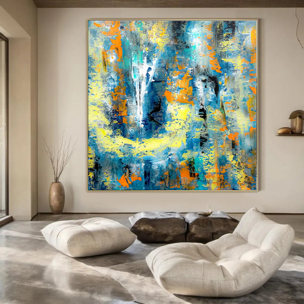 Giant Hand-Painted Contemporary Abstract Art for Bedroom Yoga and Meditation Spaces