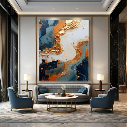 Huge Hand-Painted Contemporary Abstract Canvas for Bedroom Ceilings