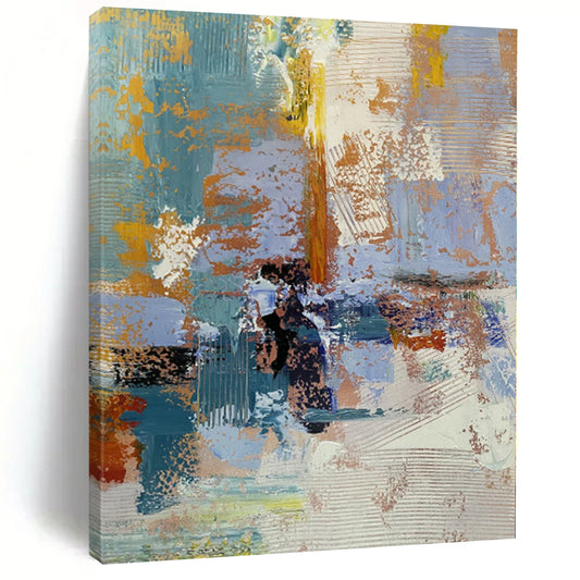Oversized Abstract Wall Art for Chicken Coop Interiors - Custom Mixed Media on Linen