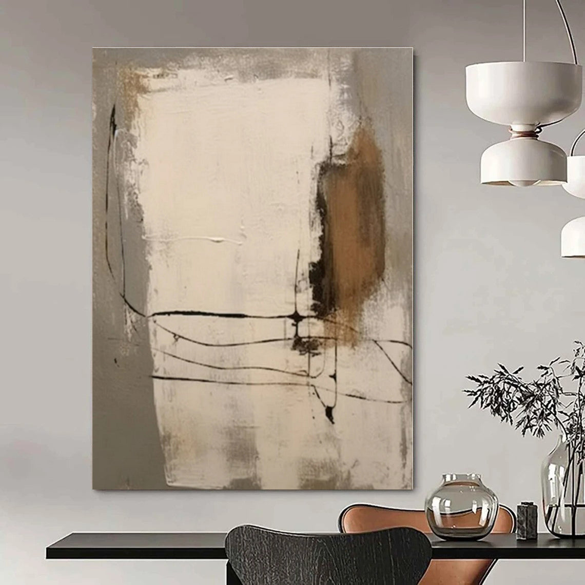 Custom Hand-Painted Abstract Wall Decor for Office Pantry Areas