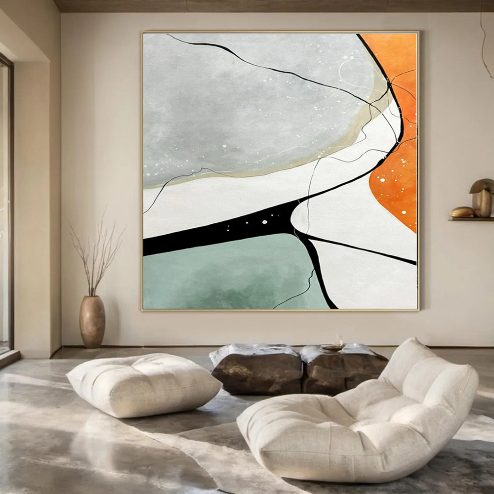 Extra-Huge Hand-Painted Modern Abstract Canvas for Bedroom Dormer Windows
