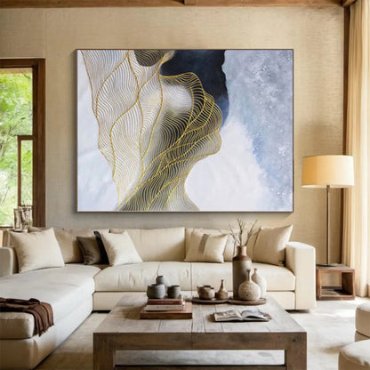 Large-Scale Custom Abstract Art for Guest Room Feature Wall