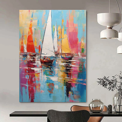 Giant Hand-Painted Contemporary Abstract Canvas for Office Training Rooms