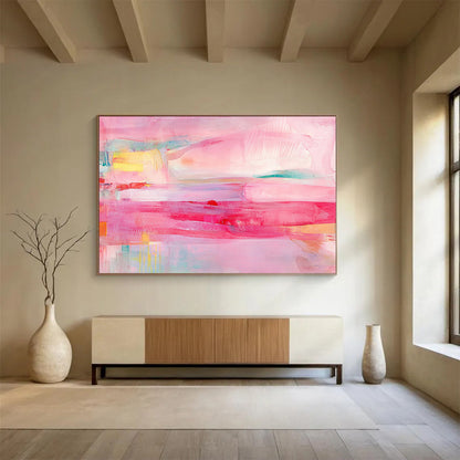 Pink and Colorful Abstract Layers - “Blush Dreams” Painting On Canvas HB1451