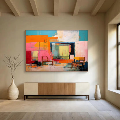 Radiant Hand - Painted Textured Abstract Wall Art for Bar & Dining Room DKH639