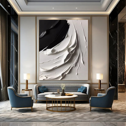 Custom Vertical Hand - Painted Large Abstract Canvas for Office and Entryway DKH1670