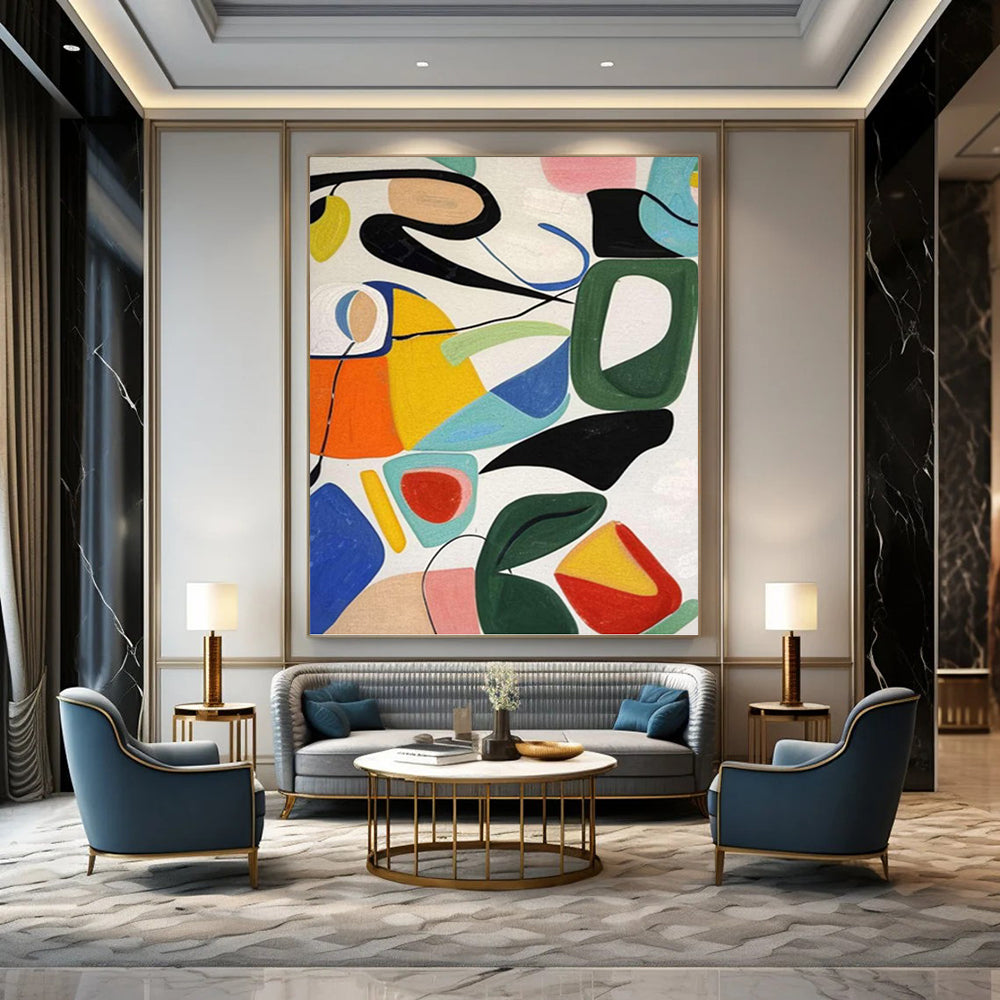 Oversized Hand - Painted Textured Abstract Canvas for Hotel Lobby & Entryway DKH1186