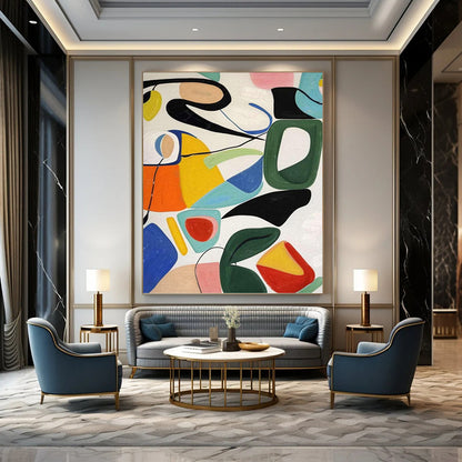 Oversized Hand - Painted Textured Abstract Canvas for Hotel Lobby & Entryway DKH1186