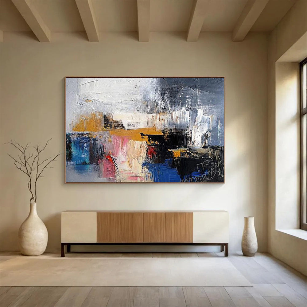 Colorful Abstract Layers "Urban Symphony" Painting On Canvas HB0415