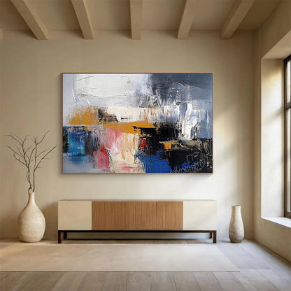 Colorful Abstract Layers "Urban Symphony" Painting On Canvas HB0415