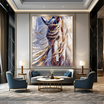 Custom Vertical Hand - Painted Large Abstract Gem for Bedroom and Hallway DKH1653