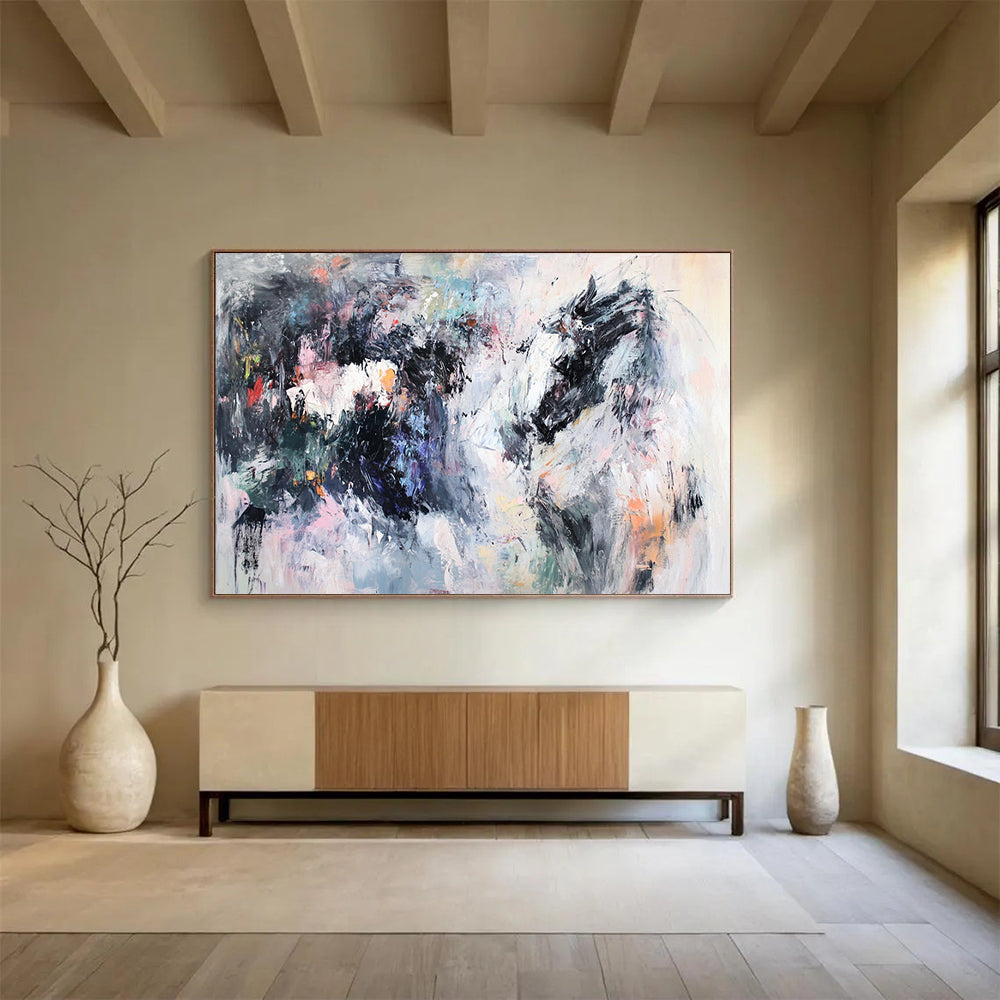 Colorful Abstract Horse Portrait - “Dynamic Steed” Painting On Canvas HB1464