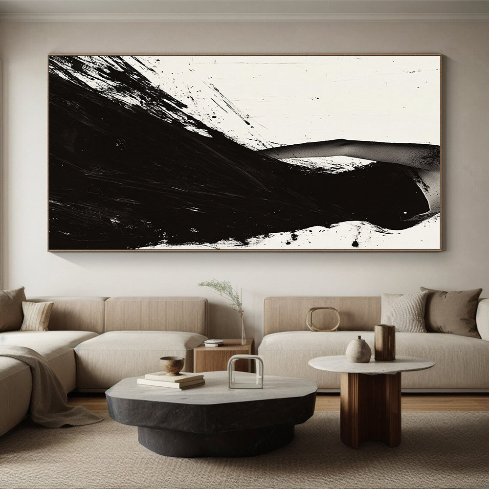 Black Dress Silhouette "Elegant Splash" Painting On Canvas HB303