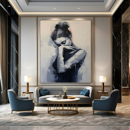 Hand-Painted Large-Scale Textured Abstract Wall Art for Bedroom & Meditation Room LargeART2140