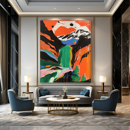 Galactic Drift: Super - Sized - Format Hand - Painted Custom Abstract Work for Hallway and Hotel DTP105