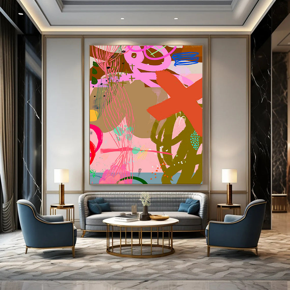 Hand-Painted Bespoke Abstract Canvas for Living Room & Hotel LargeART1857