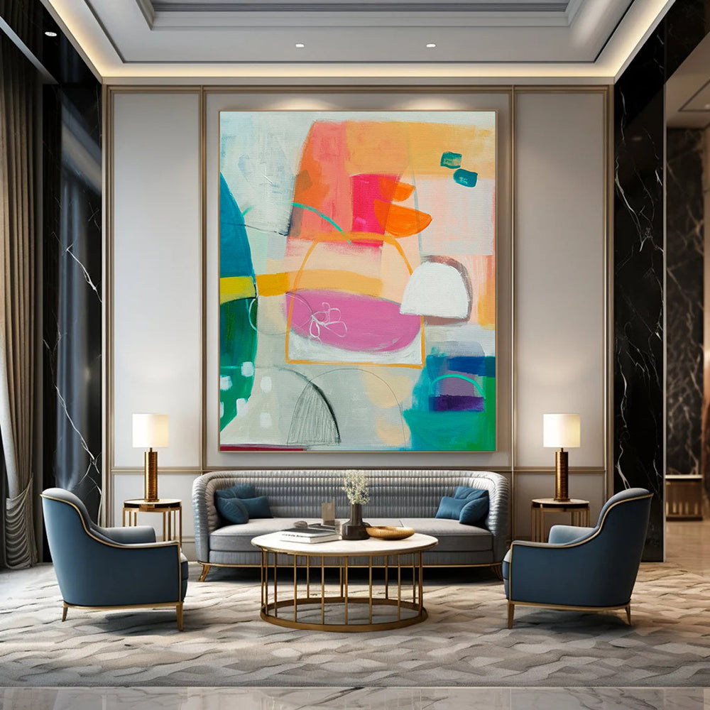 Hand-Painted Personalized Abstract Mural for Bedroom & Dining Room LargeART1821