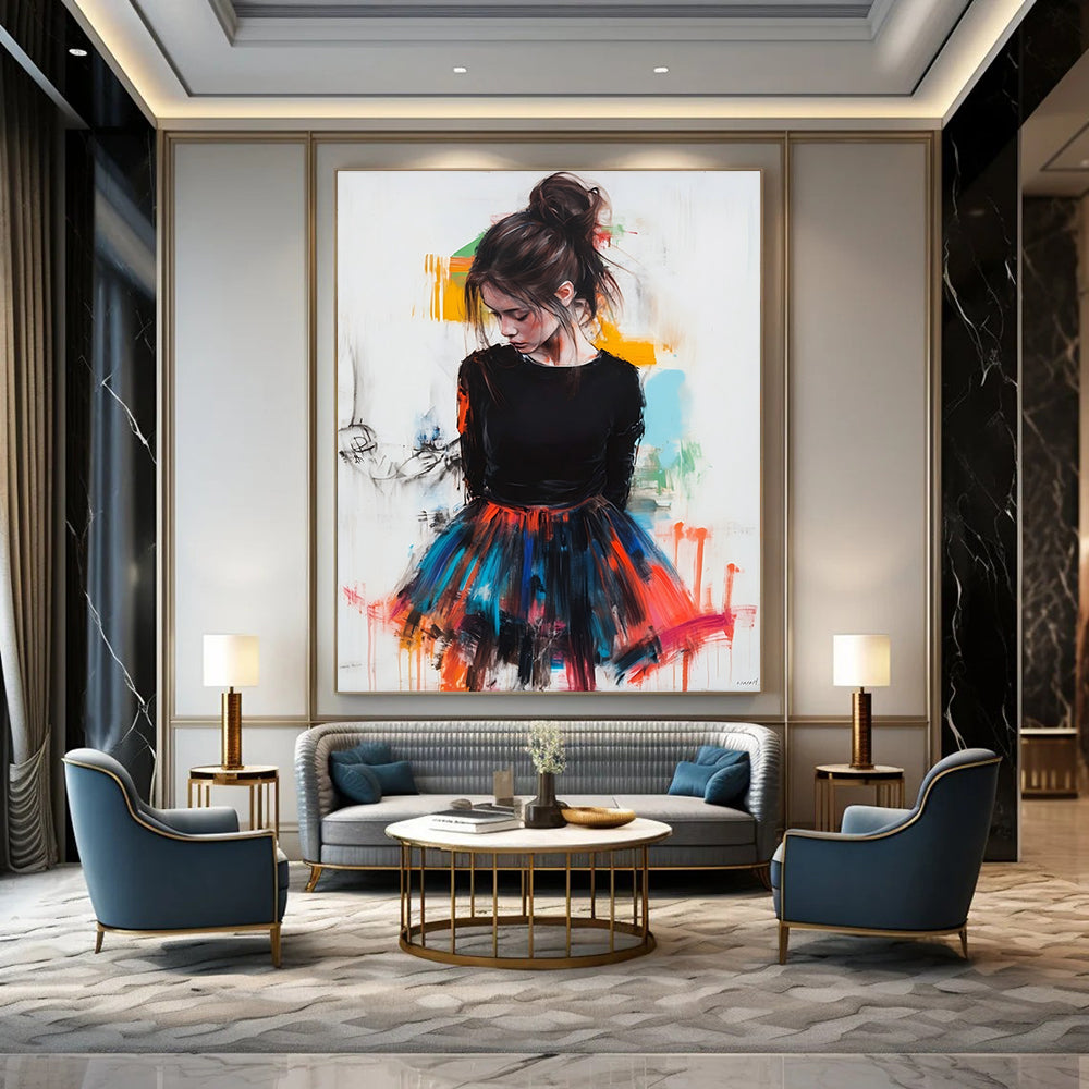 Contemporary hand-painted abstract art featuring vibrant colors and dynamic shapes designed to elevate modern spaces and inspire creativity. DLZ1576