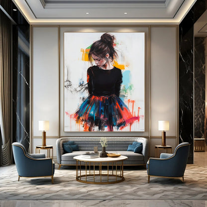Contemporary hand-painted abstract art featuring vibrant colors and dynamic shapes designed to elevate modern spaces and inspire creativity. DLZ1576